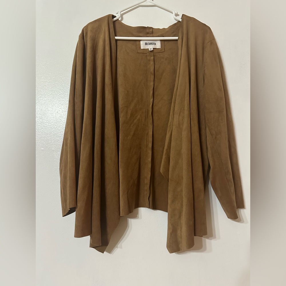 BB Dakota Faux Suede Raw Hem Cardigan Jacket Blazer 3XL